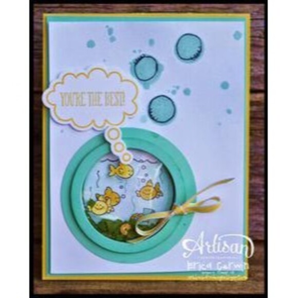 RARE Vintage Stampin Up Fishin Around Mounted Block Card Scrapbook Craft Bowl - Picture 9 of 12